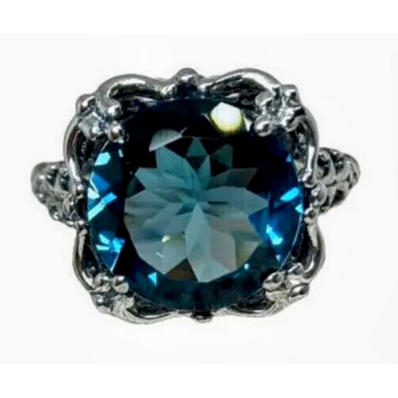 London Blue Topaz 925 Sterling Silver Filigree Ring 4.2g...